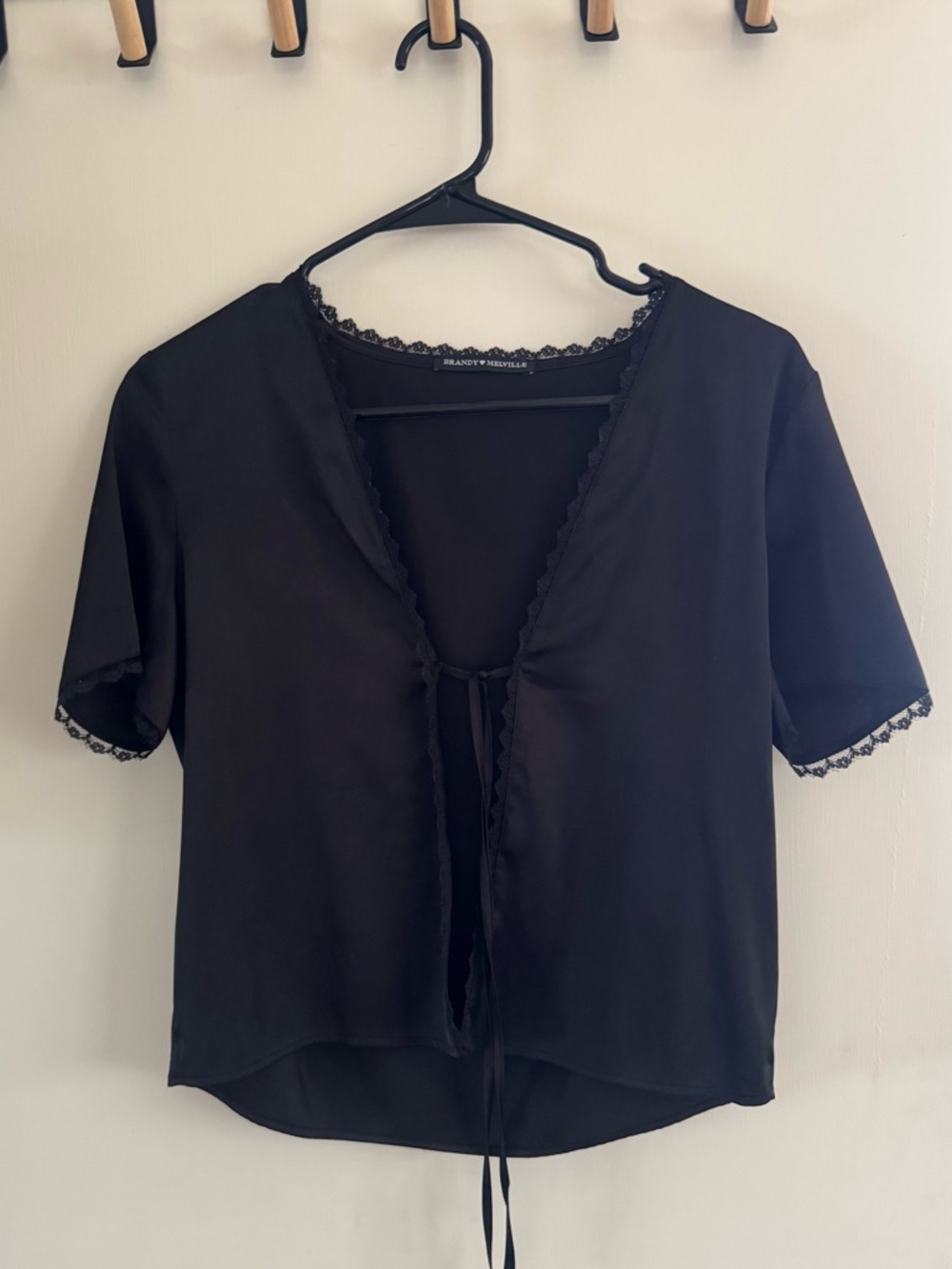 Brandy Melville Black Lace-Trim Top